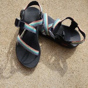 Chaco Black Sandals with Multicolor Straps